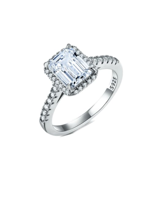 2.0 carats [white diamond rectangular ] 925 Sterling Silver Moissanite Geometric Dainty Band Ring